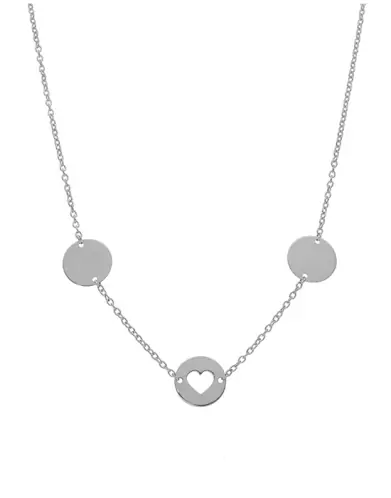 Collier 3 Médailles Rondes et Cœur en Or 9K/18K