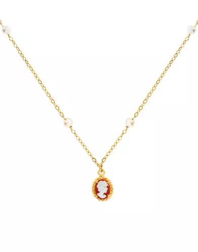 Collier Camée et Perles Or jaune