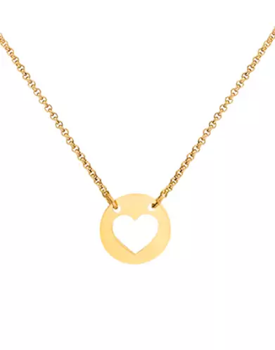 Collier Pièce Ronde Ajourée Cœur en Or Jaune 18K