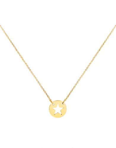 Collier Pièce Ronde Ajourée Étoile en Or Jaune 18K