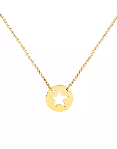 Collier Pièce Ronde Ajourée Étoile en Or Jaune 18K