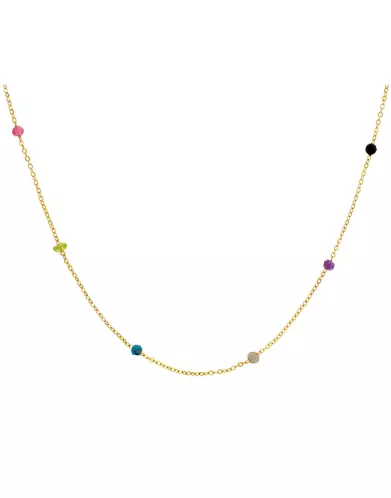 Collier Chaîne en Or Jaune 18K et Pampilles Pierres Multicolores