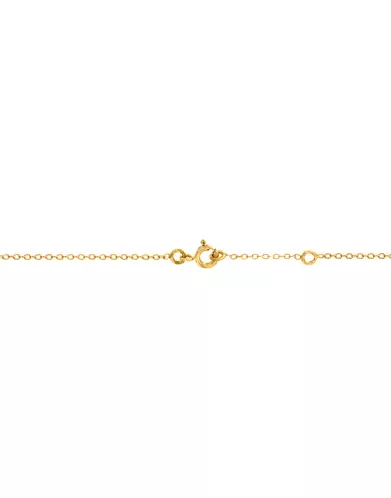 Collier Chaîne en Or Jaune 18K Pierres Fines Rouge et Transparente