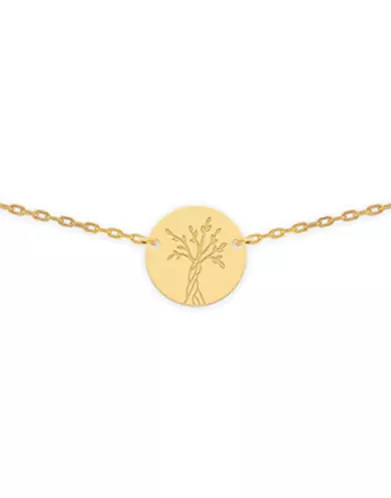 Collier Chaîne et Pièce Ronde Arbre de Vie en Or 42 cm