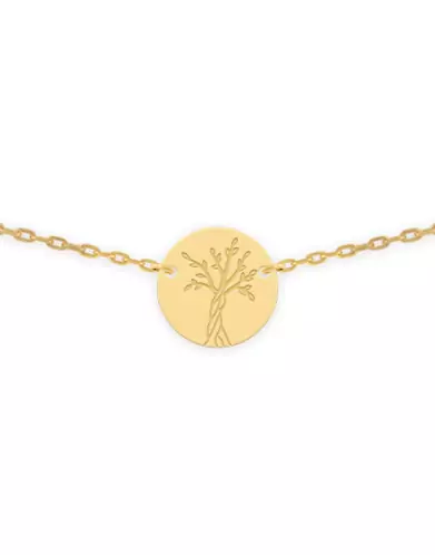 Collier Chaîne et Pièce Ronde Arbre de Vie en Or 40 cm