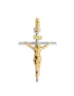 Pendentif Bicolore Croix Latine en Or Blanc et Christ en Or Jaune