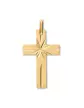 Pendentif Croix Latine Étoilée et Rainurée en Or