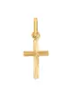 Croix Latine en Or Biface Étoilée et Polie