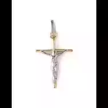 Croix Latine et Christ Bicolore en Or image cachée
