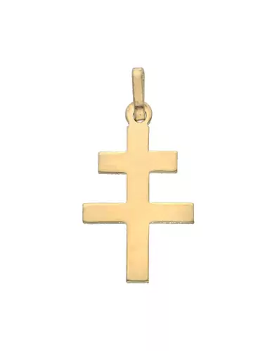 Croix Patriarcale de Lorraine en Or Polie Personnalisable