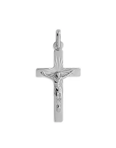 Pendentif Croix Latine Étoilée et Christ en Or