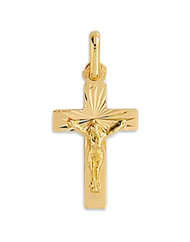 Pendentif Croix en Or Étoilée et Christ Personnalisable