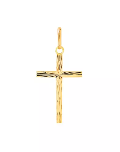 Pendentif Fine Croix Latine en Or Soleillée Personnalisable