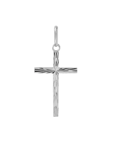 Pendentif Fine Croix Latine en Or Soleillée Personnalisable