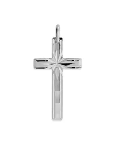 Pendentif Croix Christique Étoilée et Rainurée en Or Personnalisable