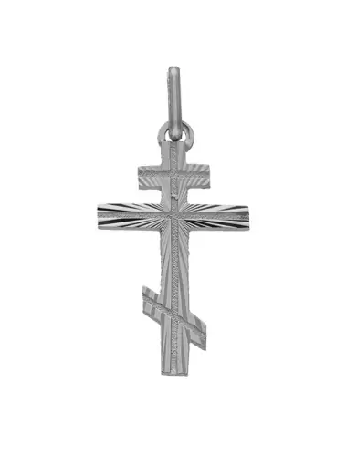 Croix Orthodoxe Byzantine Soleillée et Rainurée en Or