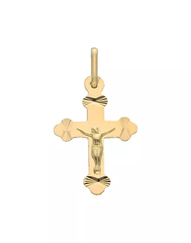Croix Orthodoxe Saint Nicolas Étoilée avec Christ en Or Personnalisable