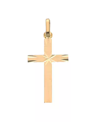 Pendentif Croix Latine Étoilée en Or