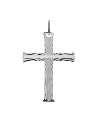 Pendentif Croix Latine en Or Rainurée et Soleillée Personnalisable