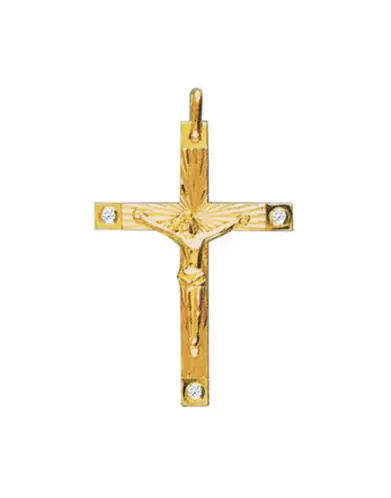 Croix Latine Étoilée, Christ en Or et Diamants Personnalisable