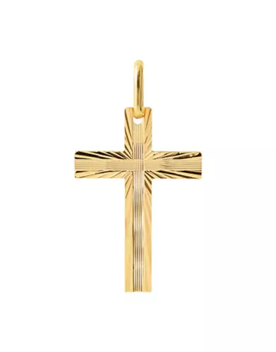 Croix Latine en Or Soleillée et Rainurée Personnalisable
