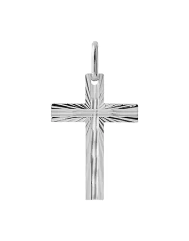 Croix Latine en Or Soleillée et Rainurée Personnalisable