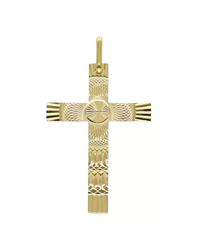 Croix Latine en Or à Motifs Graphiques