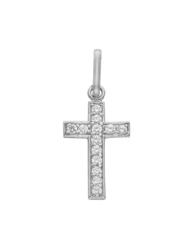 Pendentif Croix Latine en Or et Zirconiums