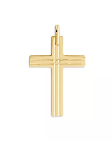 Pendentif Croix Latine en Or Rainurée Personnalisable