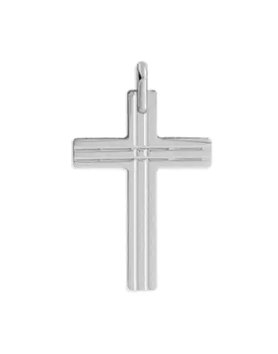 Pendentif Croix Latine en Or Rainurée Personnalisable