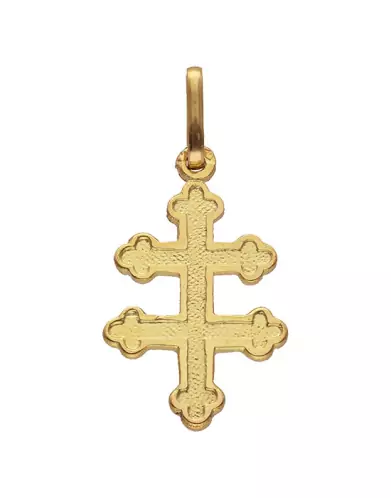 Croix Patriarcale de Lorraine en Or Satinée Personnalisable – Petit Modèle