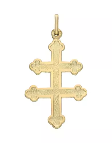 Croix Patriarcale de Lorraine en Or Satinée Personnalisable – Grand Modèle