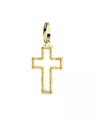 Pendentif Croix Latine Ajourée Arabesque en Or – Petit Modèle