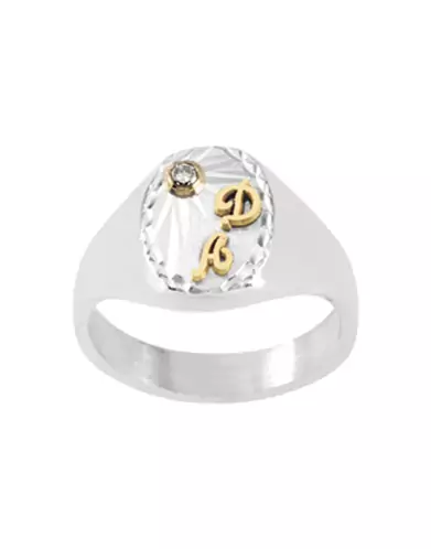 Chevalière Orphée Argent Massif Meulée Étoile Diamant