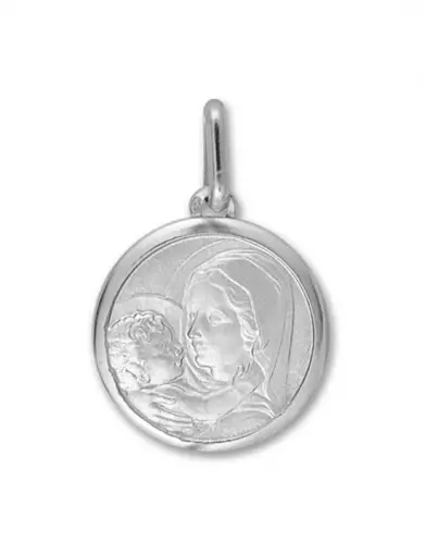 Médaille Vierge à l’Enfant en Argent Personnalisable