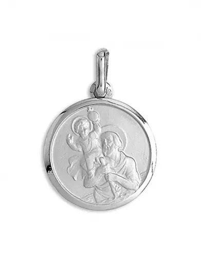 Médaille Ronde Contourée Saint Christophe en Argent Personnalisable
