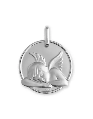 Médaille Ronde Ange Raphaël en Argent Personnalisable