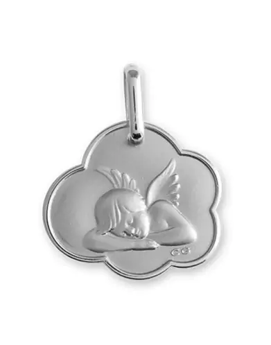 Médaille Nuage Ange Endormi en Argent Personnalisable