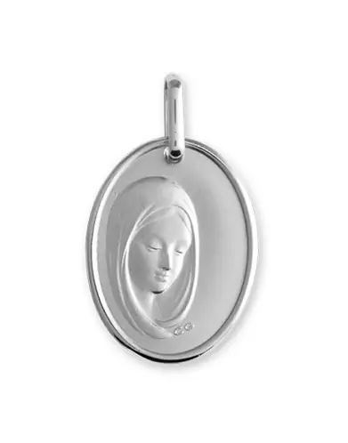 Médaille Ovale Vierge en Argent Personnalisable