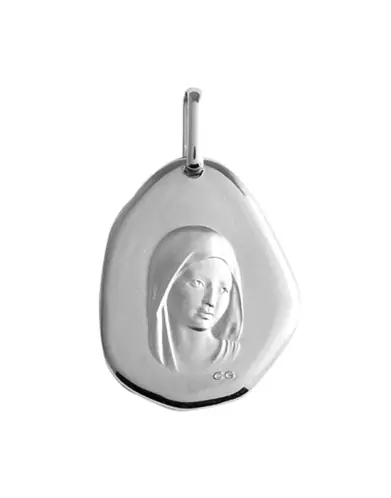 Médaille Galet Vierge en Argent Personnalisable