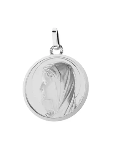 Médaille Ronde Vierge Contourée en Argent Personnalisable