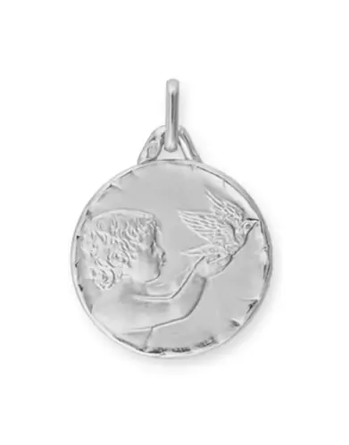 Médaille Enfant à la Colombe en Argent Personnalisable