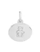 Médaille Ovale en Or Petit Ours Contour Diamanté Personnalisable