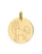 Médaille Ronde en Or Gravée Petit Poney Élégant Personnalisable