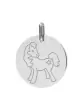 Médaille Ronde en Or Gravée Petit Poney Élégant Personnalisable