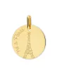 Médaille Ronde en Or Gravée Né à Paris et Tour Eiffel Personnalisable