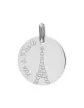 Médaille Ronde en Or Gravée Née à Paris et Tour Eiffel Personnalisable