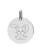 Médaille Ronde en Or Gravée Lapin Mignon Personnalisable