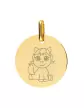 Médaille Ronde en Or Gravée Poney Mignon Personnalisable