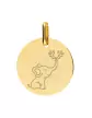 Médaille Ronde en Or Gravée Éléphant Personnalisable